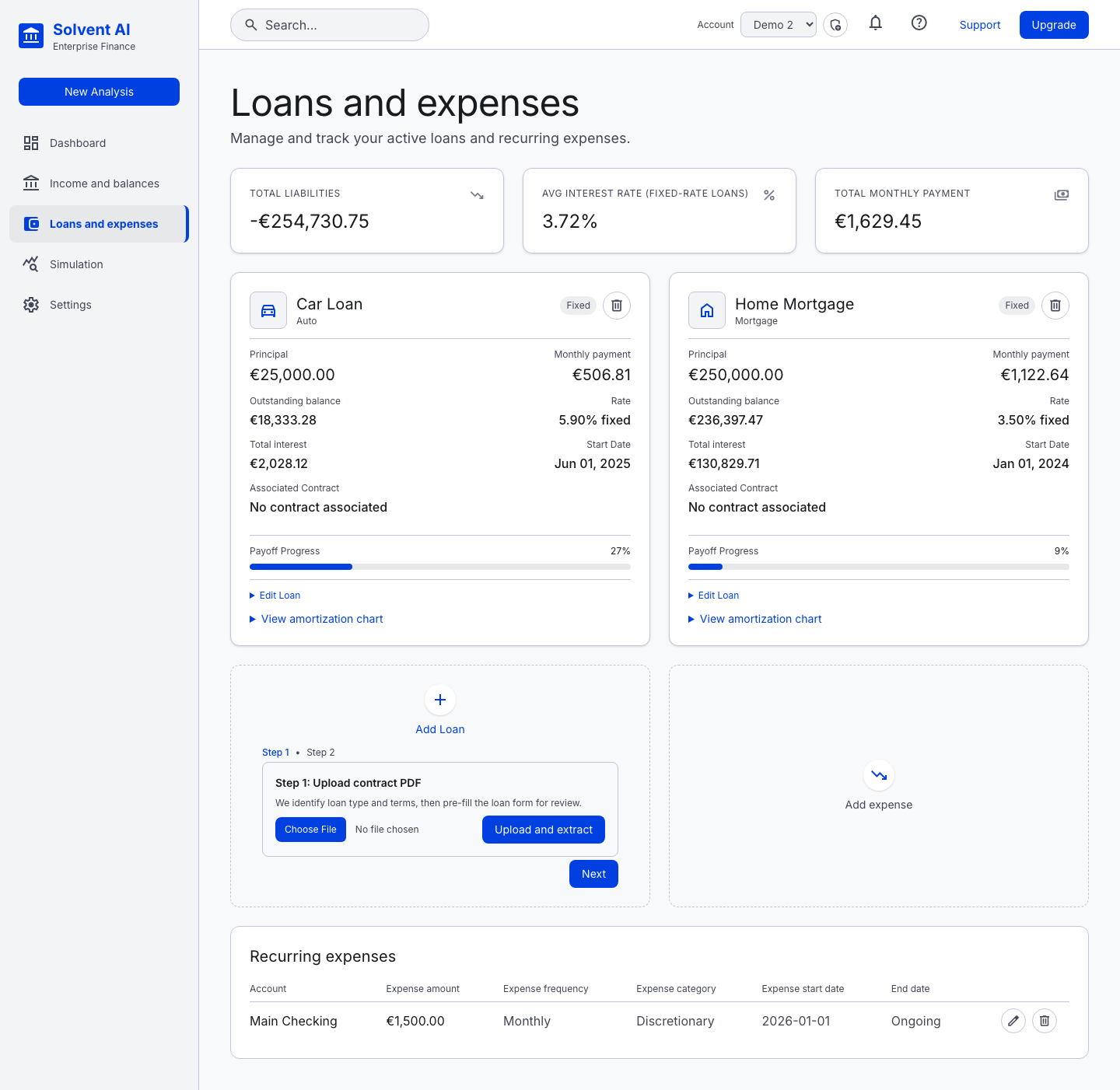 Add loan wizard