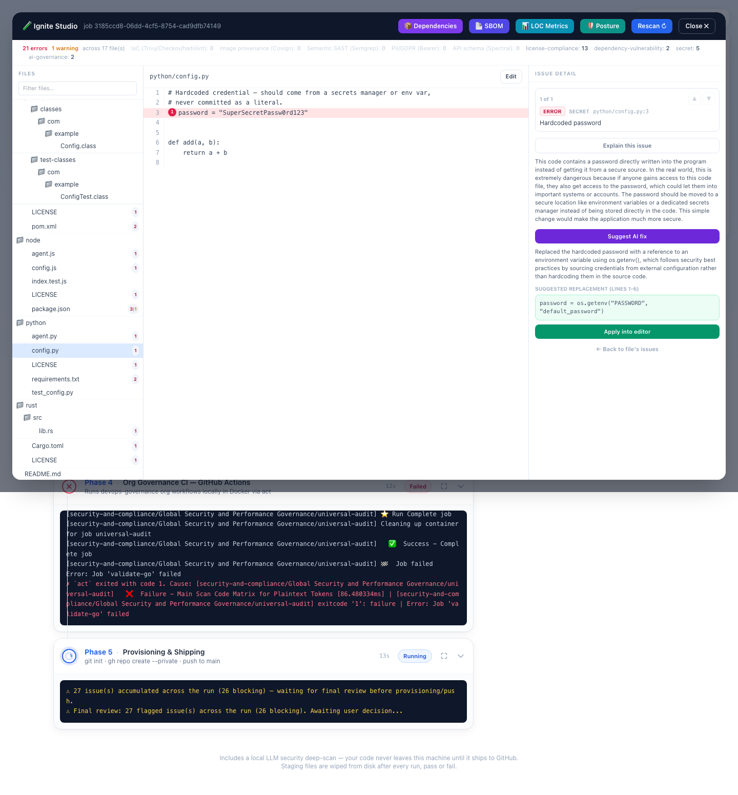 Ignite Studio - Explain this issue and Suggest AI fix